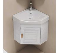 Armoire moderne de salle de bain d'angle avec évier, design mural, robinet chaud et froid, combo de lavabo en céramique pour économiser de l'espace, idéal pour petite salle de bain ou