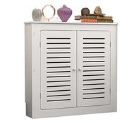 Armoire moderne étanche à double porte avec volet roulant facile à nettoyer en bois et plastique Blanc Dimensions : 100 x 90 x 20 cm
