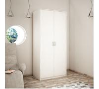 Home Collective Armoire avec 2 Portes, 1 Tringle à vêtements, 1 étagère, Armoire de 85 cm de Large, Surface Mate, en Panneau stratifié, idéale pour Chambre, Salon, Couloir Blanc