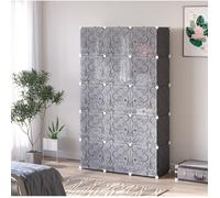 Armoire modulable DIY - dressing de rangement avec 2 tringles, 2 grands cubes et 9 petits cubes - 111 x 47 x 183 cm - noir