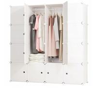 Armoire modulable, dressing, meuble de rangement, étagère, blanche, grande armoire pliante