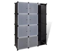 Armoire Modulaire 9 Compartiments Noir Et Blanc 37 X 115x150 Cm