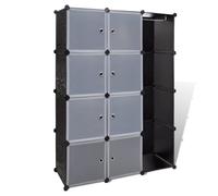 Armoire Modulaire 9 Compartiments Noir Et Blanc 37 X 115x150 Cm Noir