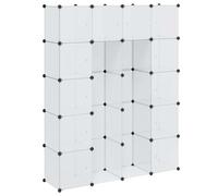 Armoire modulaire, à 14 compartiments, en plastique, blanche, 37 x 146 x 180,5 cm, avec étagères, pour chambre à coucher, chambre d'enfant, couloir, système de rangement moderne