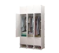 Armoire Modulaire, Étagères Modulaires, Armoire Organisateur de Vêtements Modulaire pour la Maison, Étagère de Rangement pour Chambre à Coucher, 18 Modules, 2 Barres, 192x105 cm, Blanc