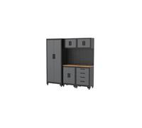 VITO - Armoires modulaires Meubles d'atelier Garage L1.95m HT 2.00m 8 Eléments Modulables Gris Anthracite Pré-montés