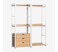 Armoire modulaire ouverte 2 pièces avec tiroirs en acier et MDF Ariaster NATUREL