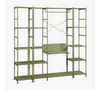 Armoire modulaire ouverte 3 pièces avec 2 étagères en fer Elviah Vert Olive Intense