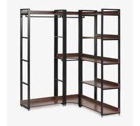 Armoire Modulaire Ouverte D'angle 3 Pièces Avec Portemanteau En Acier Et Bois Ariaster Noir Noir