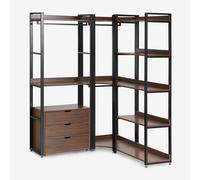 Armoire Modulaire Ouverte D'angle De 3 Pièces Avec Tiroirs En Acier Et Bois Ariaster Noir Noir