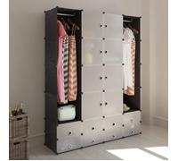 Armoire modulaire - vidaXL - 18 compartiments - Noir et blanc - 37x146x180,5 cm