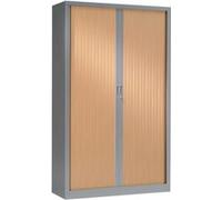 Armoire Monobloc à Rideaux 1/3 Penderie H198xL120xP43 cm Alu Rideaux Hêtre Aluminum - Hêtre G
