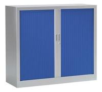 Armoire Monobloc FUN H100xL120xP43 cm 2 Tablettes Alu Rideaux Bleu Aluminium - Bleu G