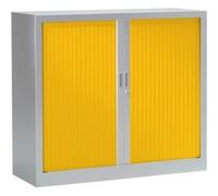 Armoire Monobloc FUN H100xL120xP43 cm 2 Tablettes Alu Rideaux Jaune Aluminum - Jaune G