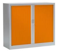 Armoire Monobloc FUN H100xL120xP43 cm 2 Tablettes Alu Rideaux Orange Aluminium - Orange G