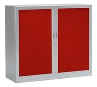 Armoire Monobloc FUN H100xL120xP43 cm 2 Tablettes Alu Rideaux Rouge Aluminium - Rouge G