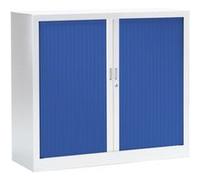 Armoire Monobloc FUN H100xL120xP43 cm 2 Tablettes Blanc Rideaux Bleu Blanc - Bleu G