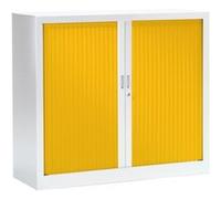 Armoire Monobloc FUN H100xL120xP43 cm 2 Tablettes Blanc Rideaux Jaune Blanc - Jaune G
