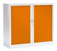 Armoire Monobloc FUN H100xL120xP43 cm 2 Tablettes Blanc Rideaux Orange Blanc - Orange G