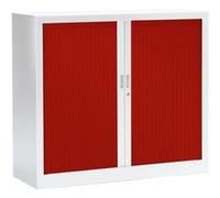 Armoire Monobloc FUN H100xL120xP43 cm 2 Tablettes Blanc Rideaux Rouge Blanc - Rouge G