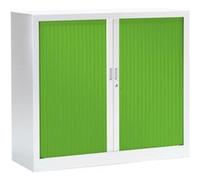 Armoire Monobloc FUN H100xL120xP43 cm 2 Tablettes Blanc Rideaux Vert Blanc - Vert G