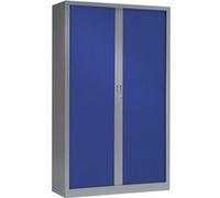 Armoire Monobloc FUN H198xL120xP43 cm 4 Tablettes Alu Rideaux Bleu Aluminium - Bleu G