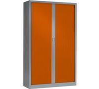 Armoire Monobloc FUN H198xL120xP43 cm 4 Tablettes Alu Rideaux Orange Aluminium - Orange G