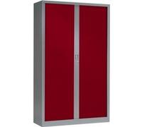 Armoire Monobloc FUN H198xL120xP43 cm 4 Tablettes Alu Rideaux Rouge Aluminium - Rouge G