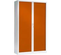 Armoire Monobloc FUN H198xL120xP43 cm 4 Tablettes Blanc Rideaux Orange Blanc - Orange G