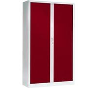 Armoire Monobloc FUN H198xL120xP43 cm 4 Tablettes Blanc Rideaux Rouge Blanc - Rouge G
