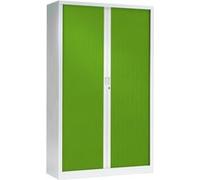 Armoire Monobloc FUN H198xL120xP43 cm 4 Tablettes Blanc Rideaux Vert Blanc - Vert G