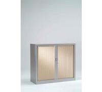 Armoire Monobloc H100xL100xP43 cm 2 Tablettes Alu Rideaux Erable Aluminium - Erable G