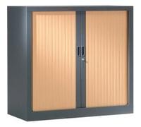 Armoire Monobloc H100xL100xP43 cm 2 Tablettes Anthracite Rideaux Hêtre Anthracite - Hêtre G