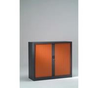 Armoire Monobloc H100xL120xP43 cm 2 Tablettes Anthracite Rideaux Merisier Anthracite - Merisier G