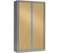 Armoire Monobloc H198xL100xP43 cm 4 Tablettes Alu Rideaux Chêne Clair Aluminium - Chêne Clair G