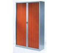 Armoire Monobloc H198xL100xP43 cm 4 Tablettes Alu Rideaux Merisier Aluminium - Merisier G