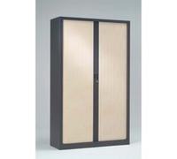 Armoire Monobloc H198xL100xP43 cm 4 Tablettes Anthracite Rideaux Erable Anthracite - Erable G