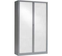 Armoire Monobloc H198xL120xP43 cm 4 Tablettes Alu Rideaux Blanc Aluminium - Blanc G