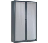 Armoire Monobloc H198xL120xP43 cm 4 Tablettes Anthracite Rideaux Alu Anthracite - Aluminium G