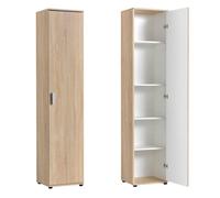 Armoire multi-rangement - 1 porte 4 étagères - Armoire de bureau - Dimensions 40x35x184 cm - Meuble de rangement - Sonoma