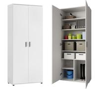 Armoire multi-usages de 75 cm de large avec 2 portes et 6 étagères, armoire polyvalente pour fournitures, produits de nettoyage, dossiers, armoire universelle pour maison, couloir, bureau, cave, 75 x