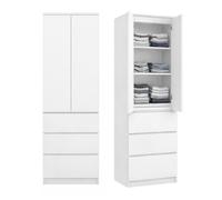 Home Collective Armoire 2 Portes avec 3 étagères et 3 tiroirs | Rangement pour Chambre, entrée ou Bureau | 50x40x180 cm (LxPxH) | Blanc