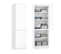 Home Collective Armoire 2 Portes avec 5 étagères | Rangement pour Chambre, entrée ou Bureau | 50x40x180 cm (LxPxH) | Blanc