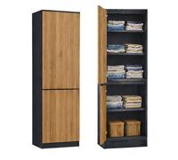 Home Collective Armoire 2 Portes avec 5 étagères | Rangement pour Chambre, entrée ou Bureau | 50x40x180 cm (LxPxH) | Anthracite/Chêne