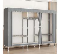 Armoire multifonction en toile - Armoire en tissu portable avec étagères et rail de suspension pour chambre à coucher, design peu encombrant