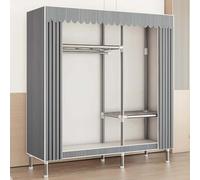 Armoire multifonction en toile - Armoire en tissu portable avec étagères et rail de suspension pour chambre à coucher, design peu encombrant