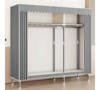 Armoire multifonction en toile - Armoire en tissu portable avec étagères et rail de suspension pour chambre à coucher, design peu encombrant