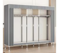 Armoire multifonction en toile - Armoire en tissu portable avec étagères et rail de suspension pour chambre à coucher, design peu encombrant