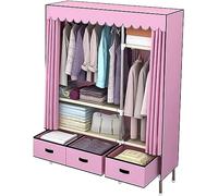 Armoire multifonction portable en tissu avec tiroir, design créatif de couleur unie, 168 x 140 x 45 cm, organiseur de placard portable pour vêtements, assemblage facile, rangement à suspendre