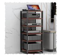 Armoire multimédia Hi-Fi réglable à 4/5/6 niveaux, support AV en bois pour composants stéréo et audio vidéo, centre multimédia Home Coin (marron, 100 cm)